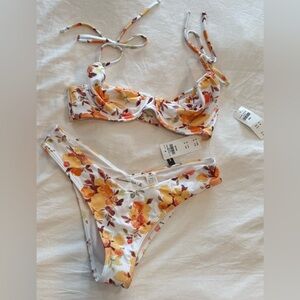 Abercrombie & Fitch Floral Bikini - White and Orange